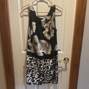 New York & Company Black and Cream Floral Mini Dress